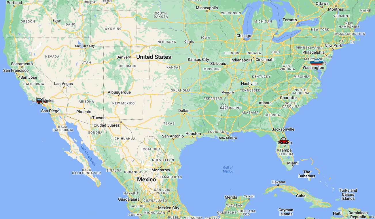 US Map with devices
